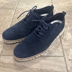 Cole Haan Zerogrand Wingtip Oxford Navy Blue Suede Mens Shoes C24527 Size 12M
